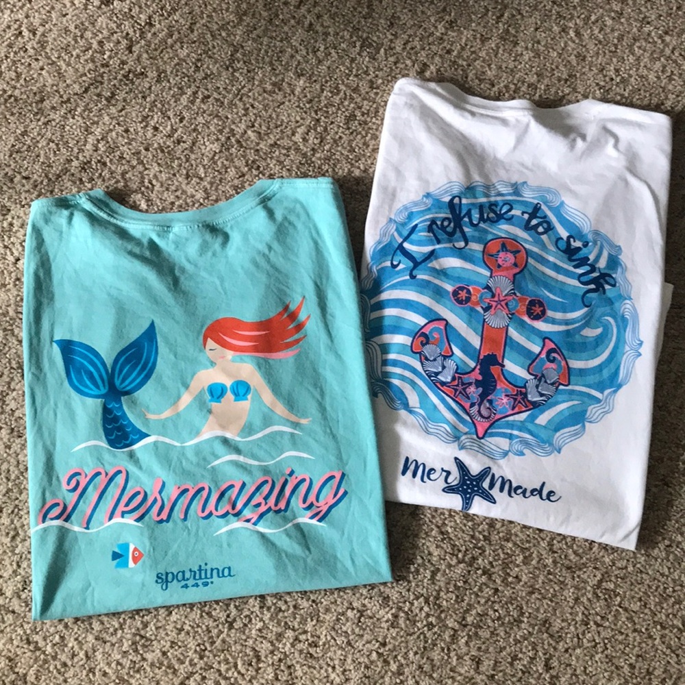 Set Of 2 Comfort Colors Tees- Spartina & MerMade